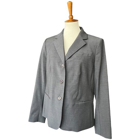 NWT Talbots Wool Blend Grey Button Blazer Jacket Workwear Lagenlook Size 12 - Picture 2 of 6